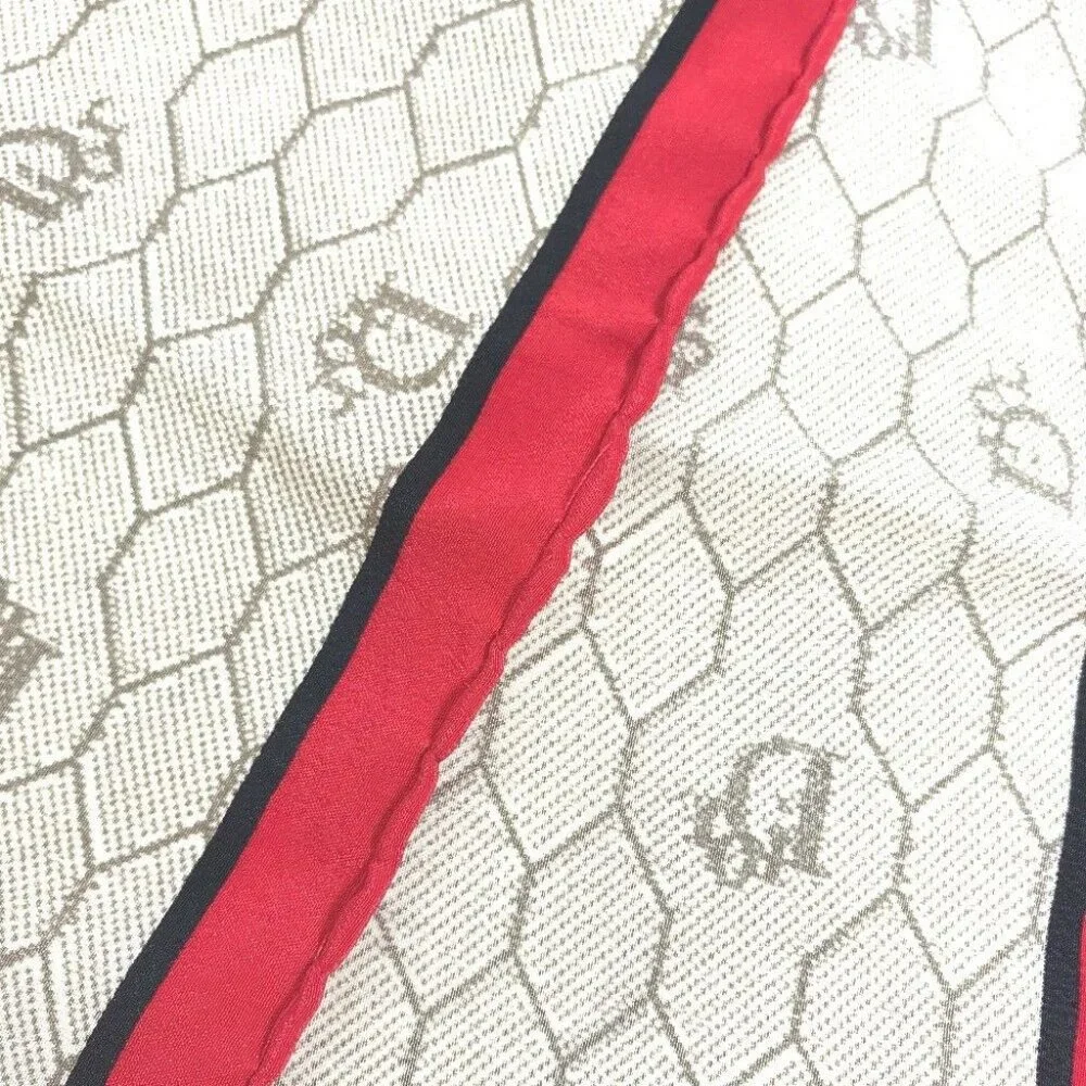 Dior Honeycomb Overall handle handkerchief Scarf silk Beige x Red x Black